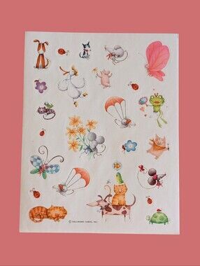 Vintage 1990s Hallmark Unused Cute Mini Animals Sticker Sheet